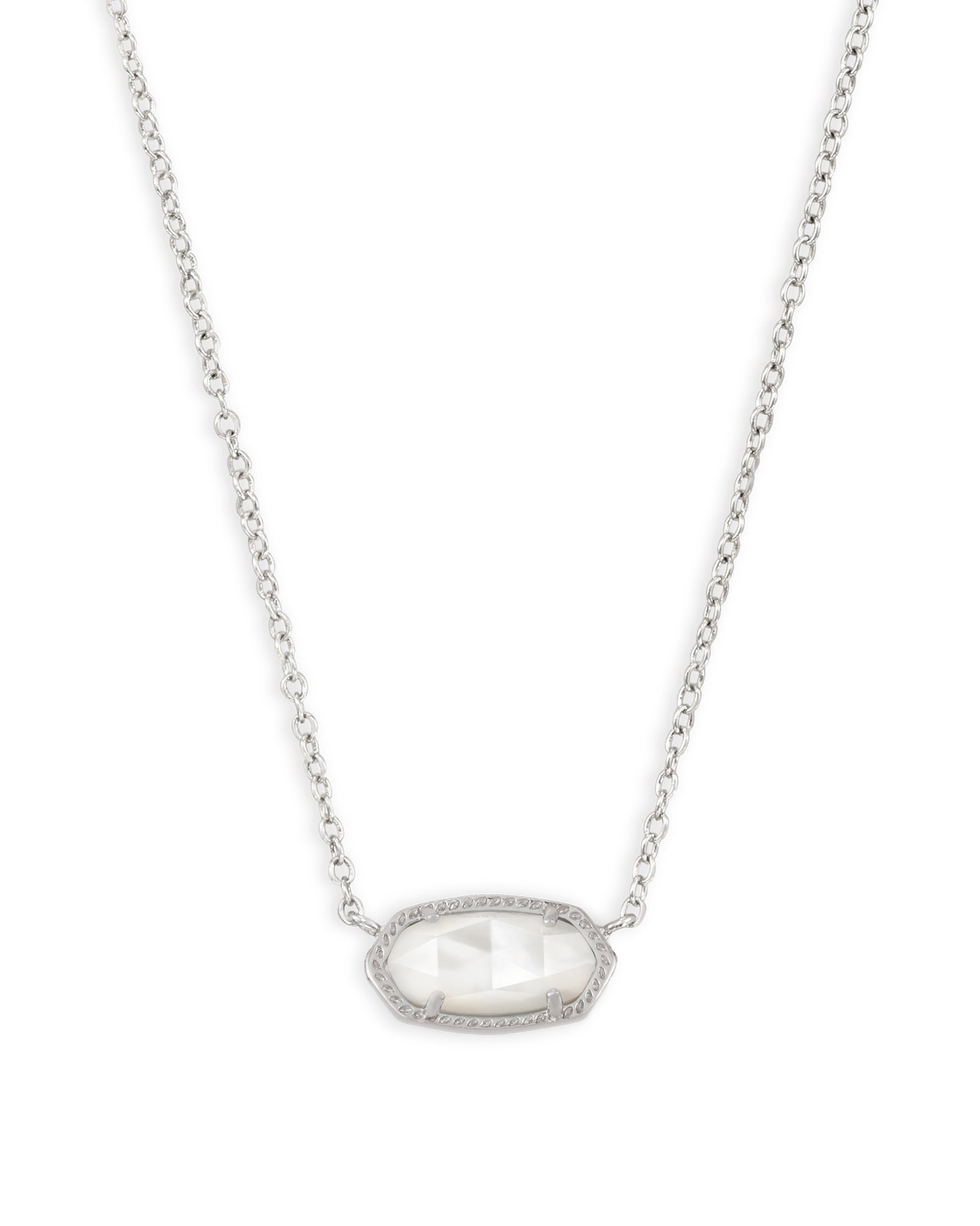 Kendra Scott Elisa Silver Short Pendant Necklace - Ivory Mother of Pearl-Necklaces-Kendra Scott-N5067RHD-The Twisted Chandelier