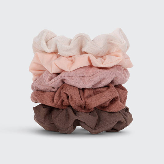 Assorted Textured Scrunchies 5pc Set - Terracotta-Scrunchies-KITSCH-FD JAN 24-The Twisted Chandelier