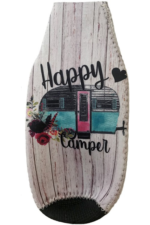 Happy Camper Print & Zipper Charm Bottle Drink Sleeve-Drink Sleeves-Blandice-05/19/24, 1st md, SD4008-The Twisted Chandelier