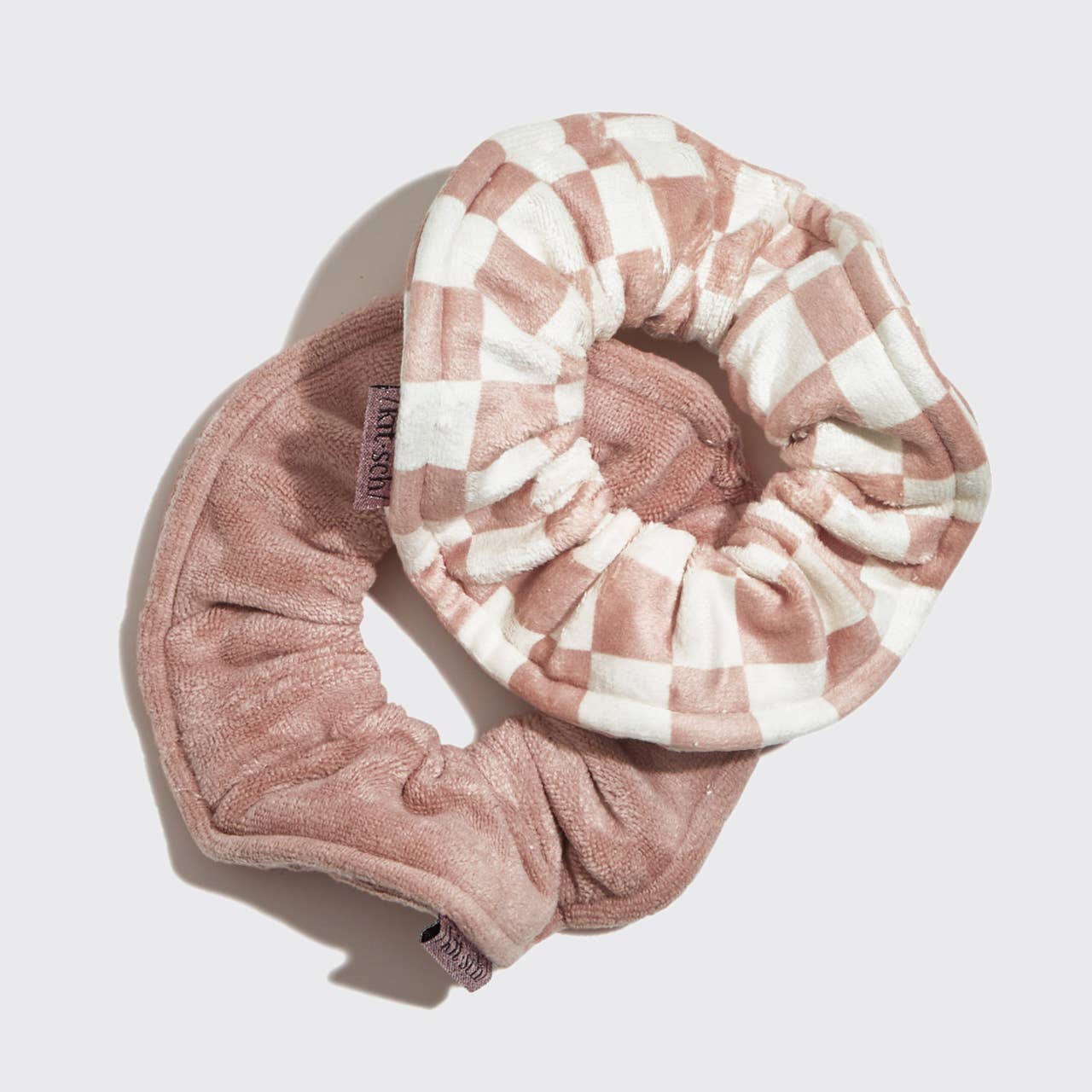 Microfiber Quick-Dry Towel Scrunchie 2PC- Terracotta Checker-KITSCH--The Twisted Chandelier