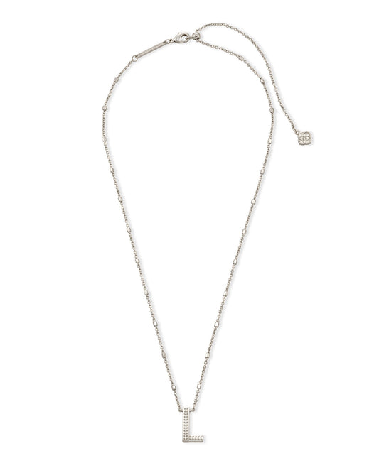 Kendra Scott Letter L Pendant Necklace Rhodium Metal-Necklaces-Kendra Scott-N1722RHD-L-The Twisted Chandelier