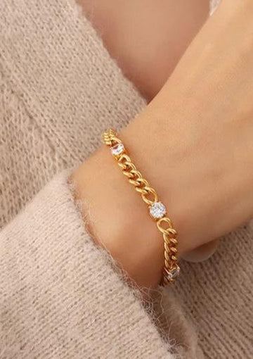 18k Gold Plated CZ Cuban Bracelet-Bracelet-moon ryder wholesale-Max Retail-The Twisted Chandelier