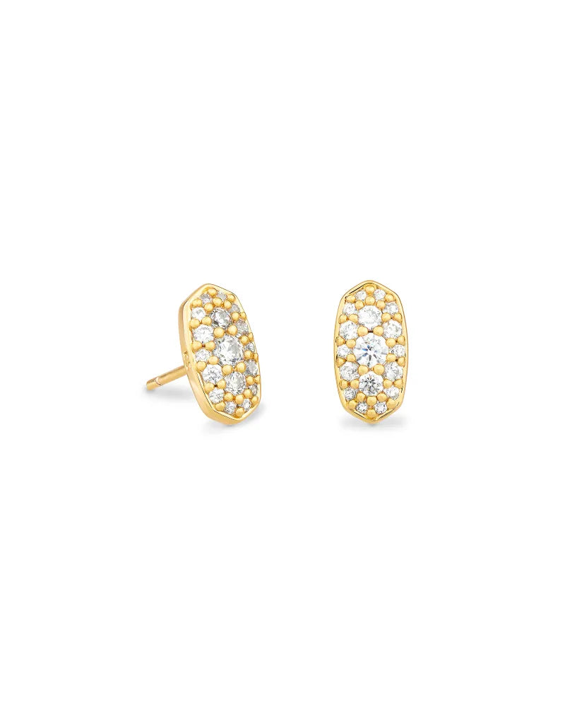 Kendra Scott Grayson Gold Stud Earrings in White Crystal-Earrings-Kendra Scott-APRIL2022, E1788GLD, KS-The Twisted Chandelier